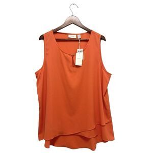 Chicos Tiered Aimee Sleeveless Tank Top Blouse Sundrenched Orange Women’s Size 3
